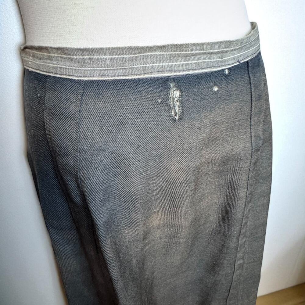 Vintage Antique Wool Edwardian Skirt Black XS Repaired Lined 1910s Handmade - Picture 6 of 7